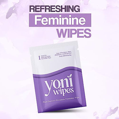 Yoni Wipes - 30 Count Biodegradable & Flushable Feminine Wipes, pH-Balanced, Aloe Vera & Vitamin E Yoni Wipes