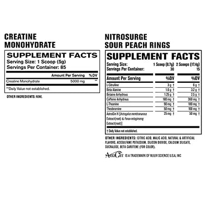 Jacked Factory Nitrosurge Pre-Workout in Sour Peach Rings & Creatine Monohydrate Jacked Factory