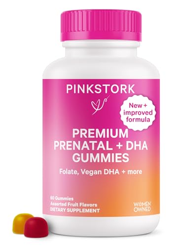 Pink Stork Premium Prenatal Gummy Vitamins with DHA, Folate, and Vitamin D - Multivitamin Pink Stork