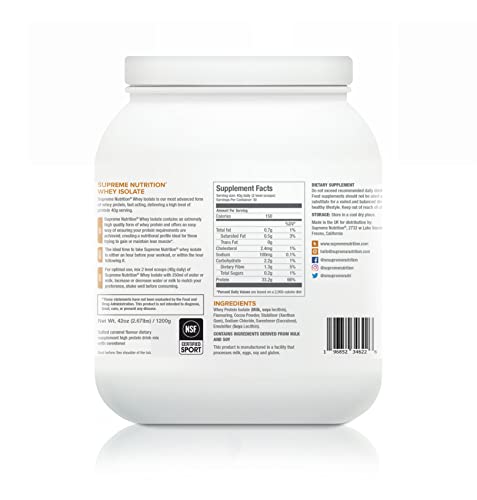 Supreme Nutrition Whey Protein Isolate | 1.2kg - 30 Servings | 33g of Pure Whey Isolate Per Serving Supreme Nutrition