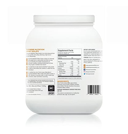 Supreme Nutrition Whey Protein Isolate | 1.2kg - 30 Servings | 33g of Pure Whey Isolate Per Serving Supreme Nutrition