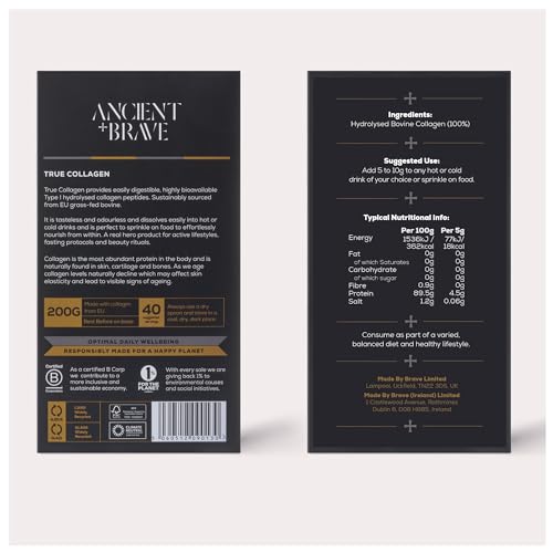 Ancient + Brave True Collagen 200g - Grass-Fed Bovine Collagen Powder - 100% Hydrolysed Collagen Peptides Ancient + BraveBuy Supplements Australia