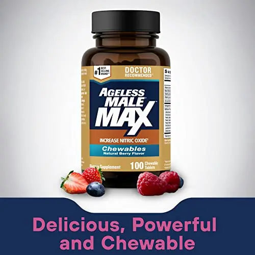 Ageless Male Max Chewable Nitric Oxide Booster Supplement for Men – High Potency New Vitality