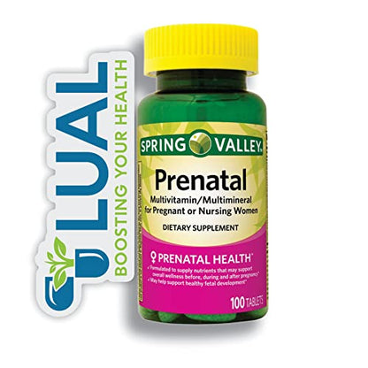 Spring Valley Prenatal Multivitamin - 100 Tablets of Essential Nutrients for You and Your Growing Baby LUAL