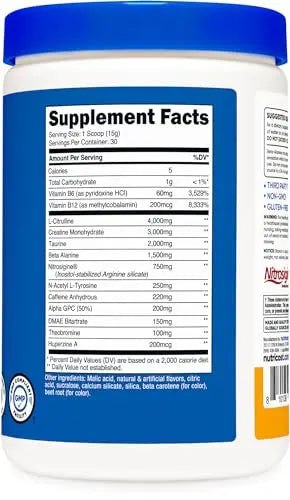 Nutricost Pre-C Pre-Workout Complex with Creatine (Peach Mango | 30 Servings) Powder Nutricost