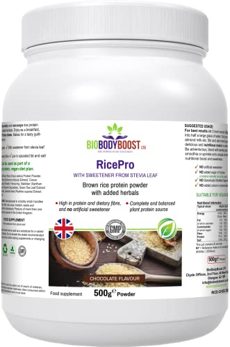 RicePro |Chocolate | Brown Rice Protein Powder with Added Herbals | Chicory Root Extract, Biobodyboost