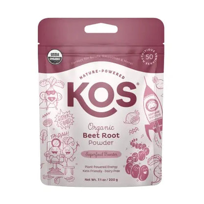 KOS Organic Beet Root Powder, USDA Certified - Natural Nitric Oxide Booster, Superfood KOS