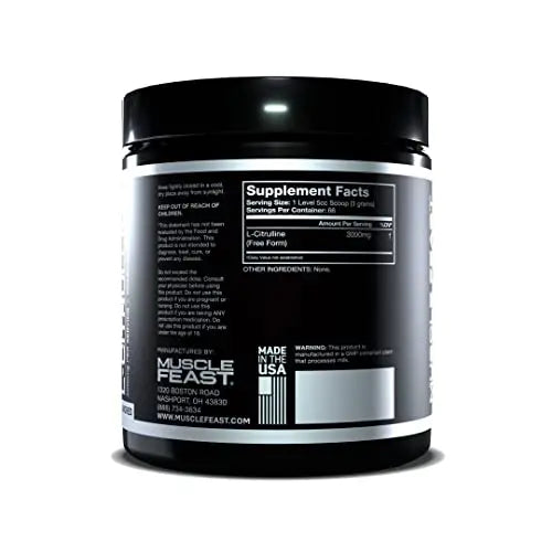 Muscle Feast Premium Vegan L-Citrulline Powder, Enhance Muscle Pumps, Improve Muscle Muscle Feast