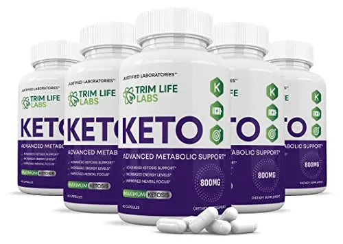 (5 Pack) Trim Life Labs Keto Pills Includes Apple Cider Vinegar Patented goBHB® Exogenou Justified Laboratories