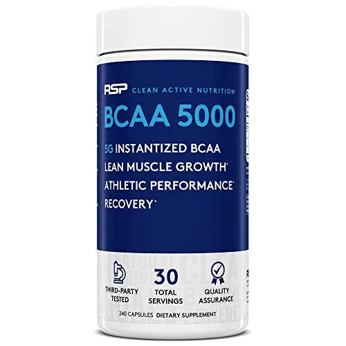 RSP BCAA 5000 (30 Serv), Premium BCAA Capsules for Post Workout Muscle Recovery RSP NUTRITION