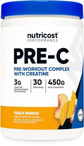 Nutricost Pre-C Pre-Workout Complex with Creatine (Peach Mango | 30 Servings) Powder Nutricost