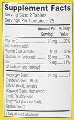 Lydia Pinkham Herbal Supplement Tablets for Menstruation and Menopause Support, 150 Count Lydia Pinkham