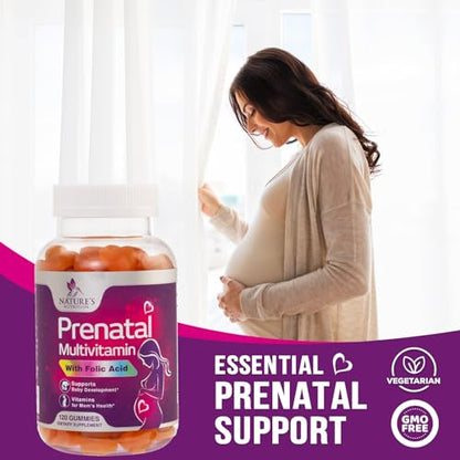 Nature's Prenatal Multivitamin Gummy with Folic Acid, Prenatal Vitamins w/Folate, Choline, Vitamin A Nature's Nutrition