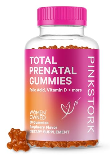 Pink Stork Total Prenatal Vitamin Gummies for Women with Folic Acid, Vitamin D, and Vitamin B6 Pink Stork