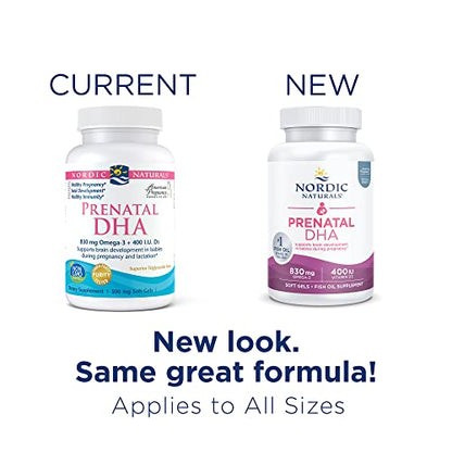 Nordic Naturals Prenatal DHA, Unflavored - 180 Soft Gels - 830 mg Omega-3 + 400 IU Vitamin D3 Nordic Naturals