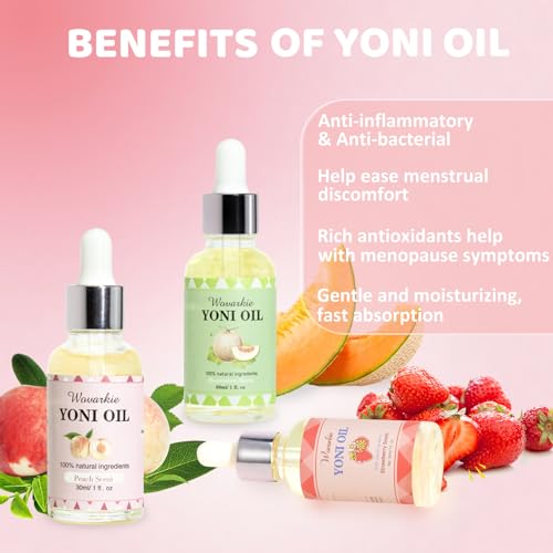 Yoni Oil for Women Set Of 3, 100% Natural Feminine Oil Intimate Deodorant for Women, Eliminates Odor Wovarkie
