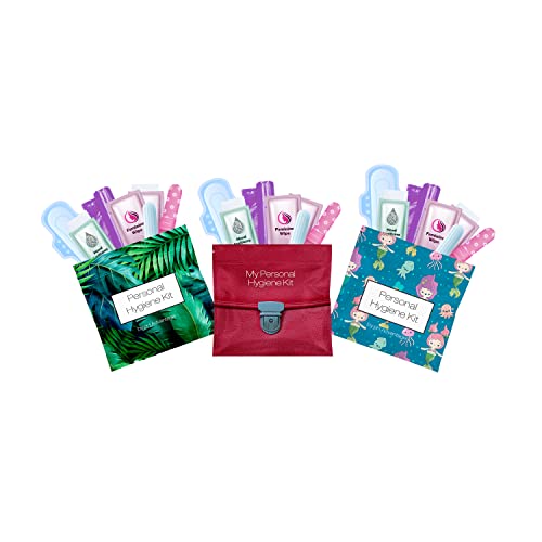 3 x Menstrual All-in-One Kits - Assorted Colors | Convenience on The Go | Single Period Kit Packs pH Advantage