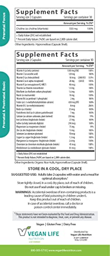 Vegan Life Nutrition - Vegan Prenatal Vitamins - Folate, Choline, Vitamins A, B, C, D, E, K, and More Vegan Life Nutrition