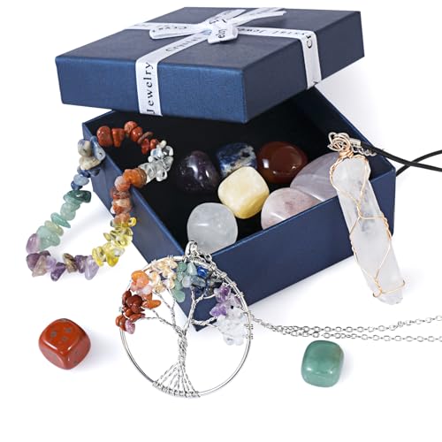 WVIOUOPU Healing Crystals and Chakra Stones Set - 13 Pcs Real Raw Healing Chakra Stones WVIOUOPU