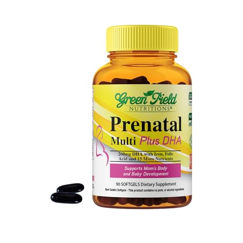 Greenfield Nutritions Halal Prenatal Vitamins with DHA and Folic Acid - Essential Prenatal Pregnancy GREEN FIELD NUTRITIONS