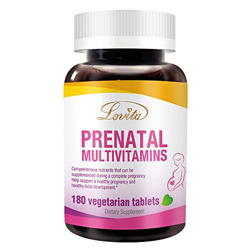 Lovita Prenatal Vitamins with Iron 27 mg, Folic Acid 800mcg & Calcium, Vegan Prenatal Vitamins Lovita