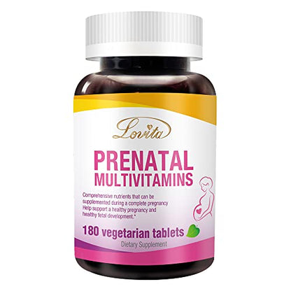 Lovita Prenatal Vitamins with Iron 27 mg, Folic Acid 800mcg & Calcium, Vegan Prenatal Vitamins Lovita