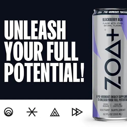 ZOA+ Pre-Workout Sugar Free Energy Drink, Orange Grapefruit - NSF Certified for Sport ZOA