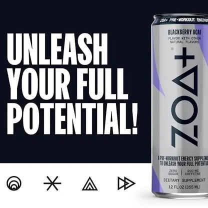 ZOA+ Pre-Workout Sugar Free Energy Drink, Orange Grapefruit - NSF Certified for Sport ZOA