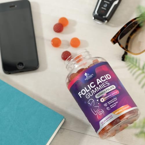 Folic Acid Gummies for Women 785 mcg, Essential Prenatal Vitamins for Mom & Baby, Vegan Folic Acid Nature's Nutrition