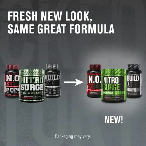 Jacked Factory Nitrosurge Pre Workout, N.O. XT Nitric Oxide Supplement & Build-XT Daily Jacked Factory