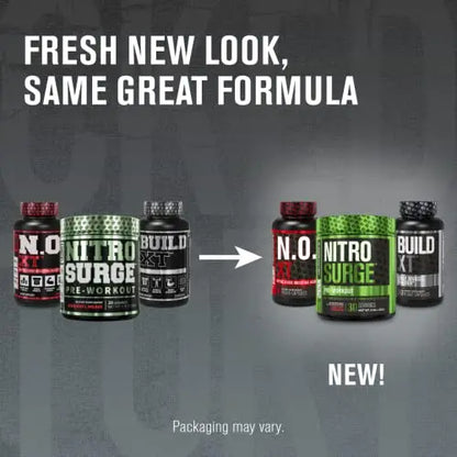 Jacked Factory Nitrosurge Pre Workout, N.O. XT Nitric Oxide Supplement & Build-XT Daily Jacked Factory
