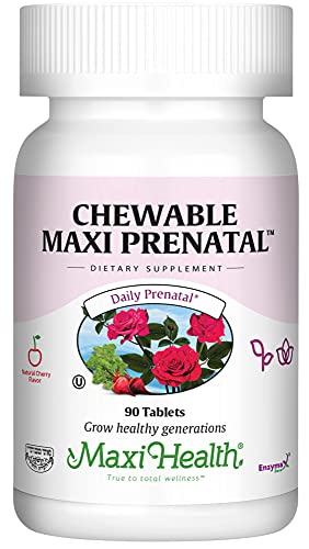 Maxi-Health Chewable Prenatal Vitamin - Over 25 Essential Vitamins and Minerals - Doctor Formulated Maxi Health