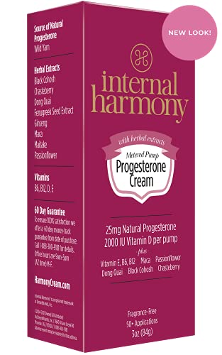 Internal Harmony Progesterone Cream, Contains Natural USP Bioidentical Progesterone Internal Harmony