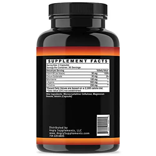 Angry Supplements Monster Test Nitric Oxide Booster Capsules, Extreme N.O Boost Angry Supplements