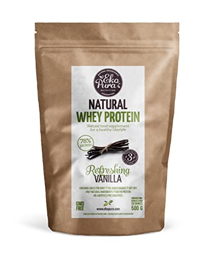 Ekopura Natural Whey Protein - Vanilla - 500g | 78% Protein | 100% Natural Grass Fed Whey Ekopura