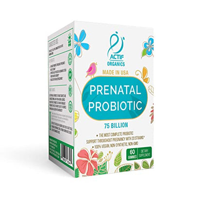 ACTIF Prenatal Probiotic Maximum Strength with 75 Billion CFU and 20 Strains, Immunity and Gut Support ACTIF