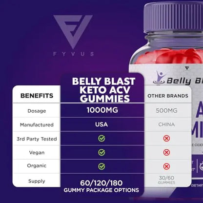(3 Pack) Belly Blast Keto ACV Gummies, Belly Blast Keto + ACV Gummies Advanced Weight Fyvus