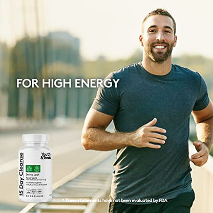Youth & Tonic 15 Day Colon Cleanser & Detox for Waste Loss to Feel Lighter Youth & Tonic