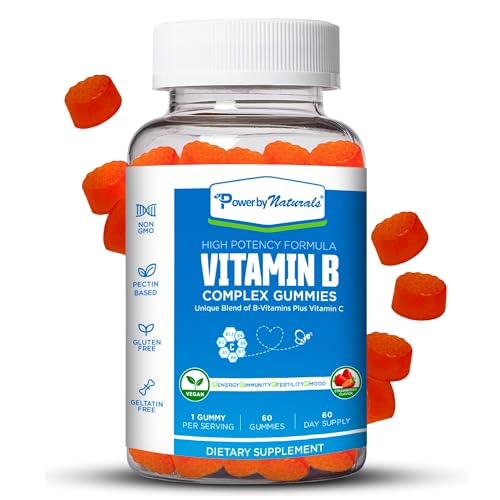 Power By Naturals B Complex Vitamins for Women - 60 Vegan Gummies for Prenatal Support, Energy Boost Power By Naturals