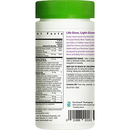 Rainbow Light Prenatal Petite Mini-Tab Multivitamin Plus Superfoods & Probiotics - Organic Daily Rainbow Light