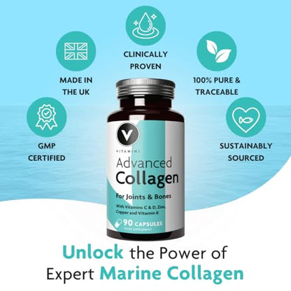 Premium Advanced Collagen Complex for Joint and Bone Health – High Strength Marine Collagen with Vitamin D3, Zinc, and Copper V VitaminiBuy Supplements Australia