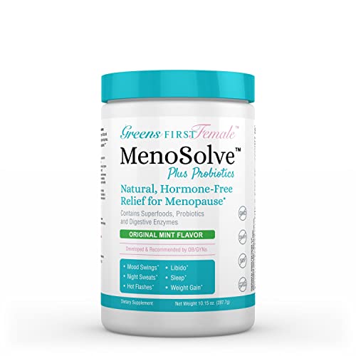 Greens First Female MenoSolve Plus Probiotics, Natural Relief for Menopause, 30 Servings Greens First