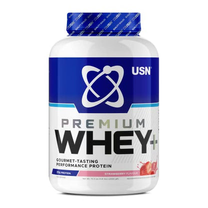 USN Whey+ Strawberry Protein Powder 2kg - Muscle Building & Recovery Protein Shakes USN