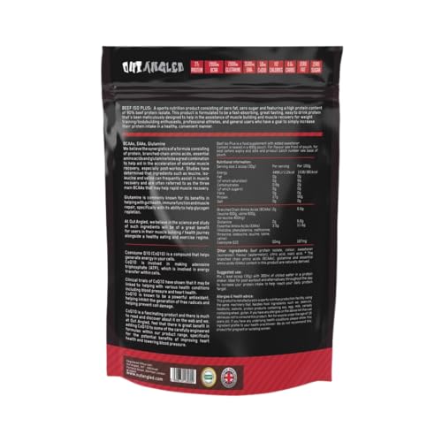 OUT ANGLED Beef Iso Plus, Beef Protein Isolate Powder, High Protein with Natural BCAAs, Zero Fat and Sugar OUT ANGLED