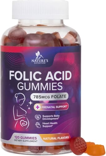 Folic Acid Gummies for Women 785 mcg, Essential Prenatal Vitamins for Mom & Baby, Vegan Folic Acid Nature's Nutrition