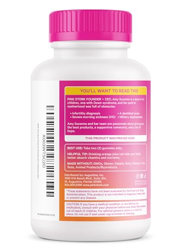 Pink Stork Premium Prenatal Gummy Vitamins with DHA, Folate, and Vitamin D - Multivitamin Pink Stork