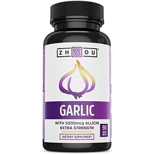 Zhou Nutrition Garlic Supplement With Allicin, Extra Strength 5000mcg Allicin Per Serving Zhou Nutrition