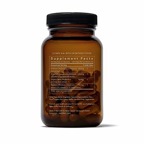 Moon Juice SuperYou Ashwagandha Supplements with Rhodiola, Shatavari & Amla - Cortisol Reducer for Energy, Mood, Focus and Stress Support, Vegan, Non-GMO & 100% Traceable, 60 Capsules, 30 Servings Moon JuiceBuy Supplements Australia