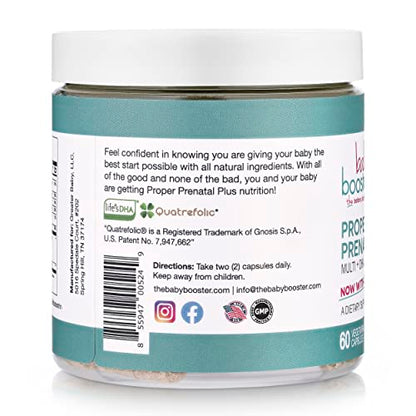 Baby Booster Proper Plus Prenatal Vitamins with Vegan DHA + Methyl Folate + Choline + Multi Baby Booster