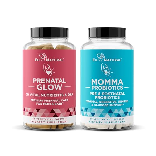 Natural Prenatal Bundle – Glow Prenatal Multivitamin – Momma Probiotics for Mom & Baby Eu Natural
